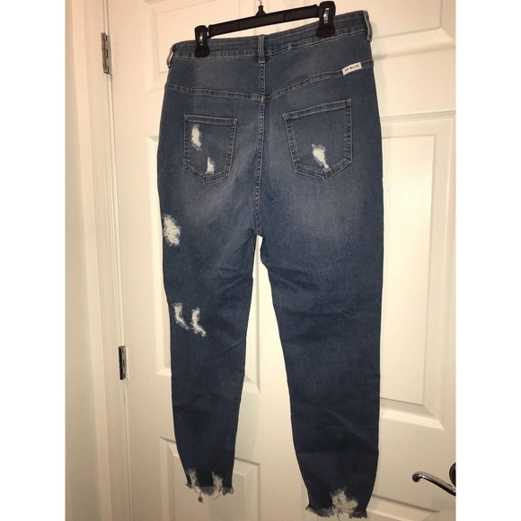 AP BLUE Jeans 2X, Stretch Distressed Medium Wash, Super High Rise - Picture 9 of 16